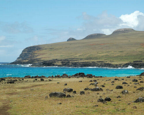 Vista a Poike en Isla de Pascua