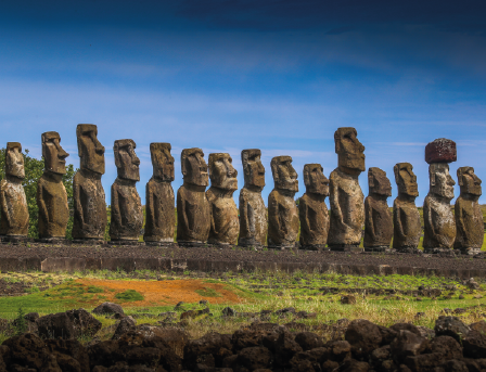 Fila de Moais en Rapa Nui